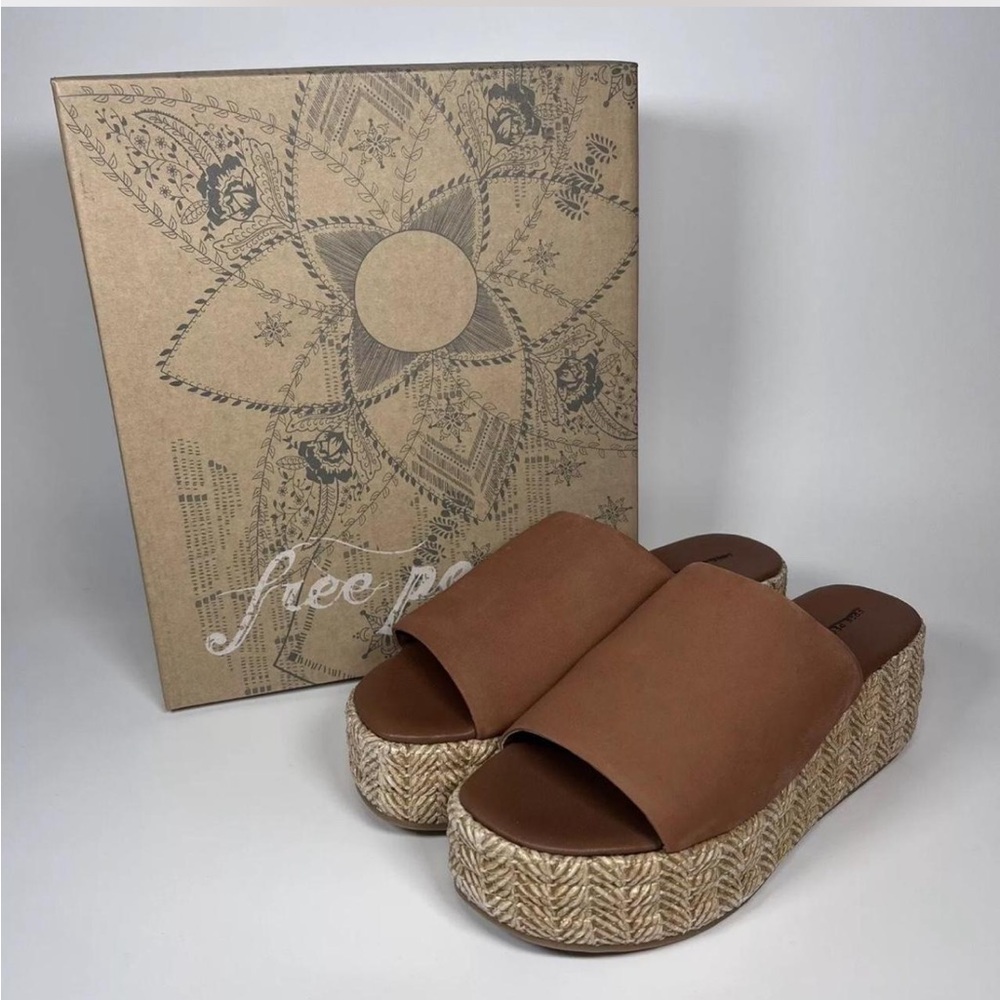 Free People Tan Platform Slides